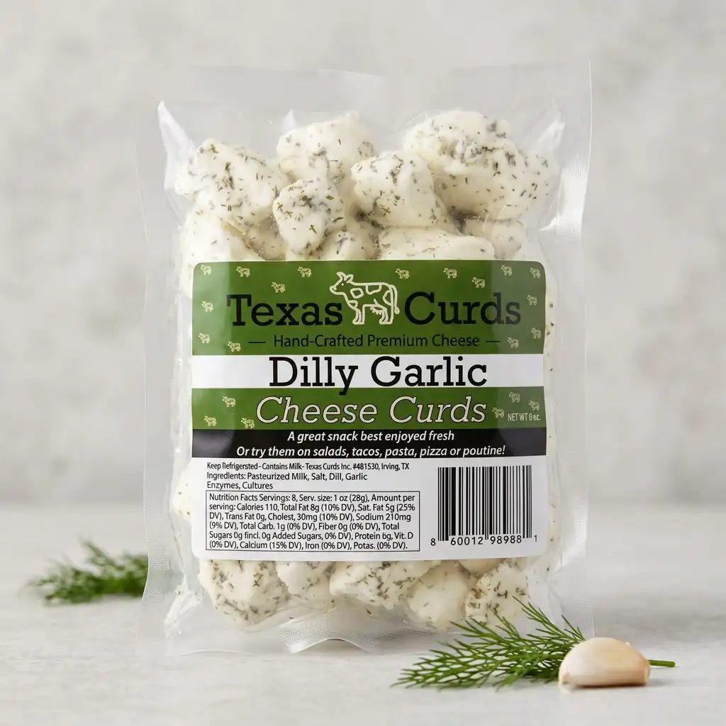 Dilly Garlic Cheese Curds by Texas Curds Display